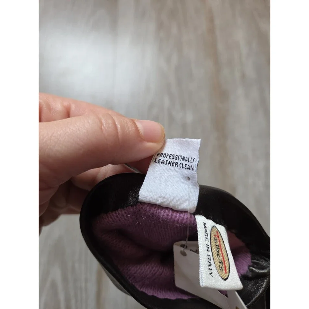 NWT Talbots Italian Leather Cashmere Lined Gloves Black Womens Size 8 Made Italy